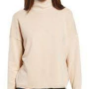 NEW Madewell Sweatshirt Small Pink Women's Hemp-Cotton Mockneck Oversized